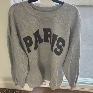 Gray Paris Print Women's Sweater
